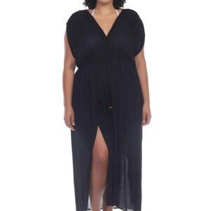 Raviya Plus Size Front Slit Cover-Up Black
